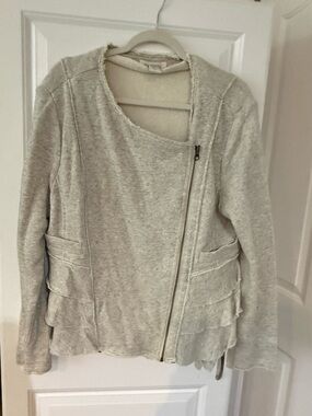 Sundance Cream Knit asymmetrical zip up sweater